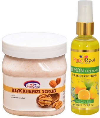 

Pink Root BLACKHEADS SCRUB 500ML WITH LEMON FACE WASH 100ML(Set of 2)