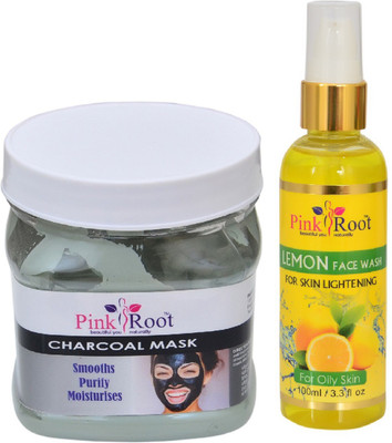 

Pink Root CHARCOAL MASK 500ML WITH LEMON FACE WASH 100ML(Set of 2)