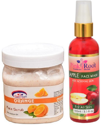 

Pink Root ORANGE SCRUB 500ML WITH APPLE FACE WASH 100ML(Set of 2)