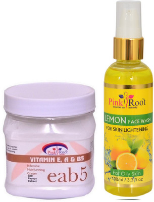 

Pink Root VITAMIN EAB5 CREAM 500ML WITH LEMON FACE WASH 100ML(Set of 2)