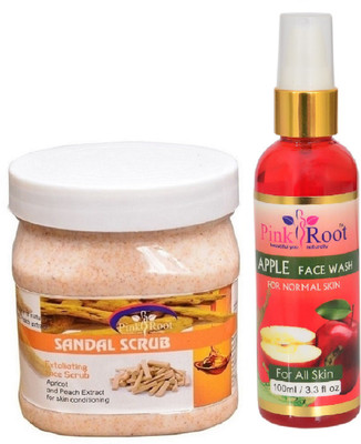 

Pink Root SANDAL SCRUB 500ML WITH APPLE FACE WASH 100ML(Set of 2)