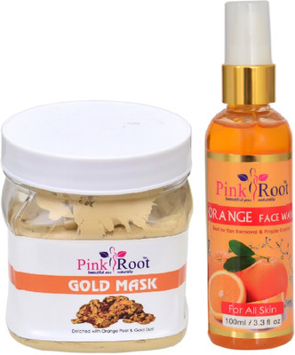 

Pink Root GOLD MASK 500ML WITH ORANGE FACE WASH 100ML(Set of 2)