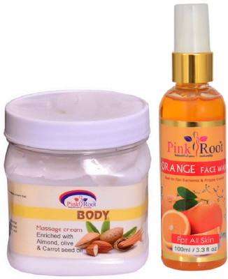 

Pink Root BODY MASSAGE CREAM 500ML WITH ORANGE FACE WASH 100ML(Set of 2)