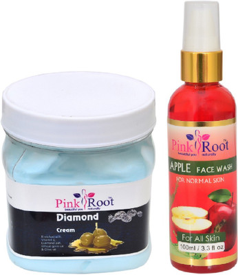 

Pink Root DIAMOND CREAM 500ML WITH APPLE FACE WASH 100ML(Set of 2)