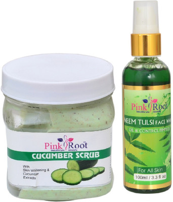 

Pink Root CUCUMBER SCRUB 500ML WITH NEEM FACE WASH 100ML(Set of 2)