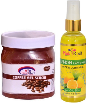 

Pink Root COFFEE SCRUB 500ML WITH LEMON FACE WASH 100ML(Set of 2)