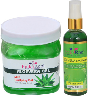 

Pink Root ALOEVERA GEL 500ML WITH ALOEVERA FACE WASH 100ML(Set of 2)