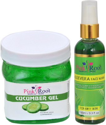 

Pink Root CUCUMBER GEL 500ML WITH ALOEVERA FACE WASH 100ML(Set of 2)