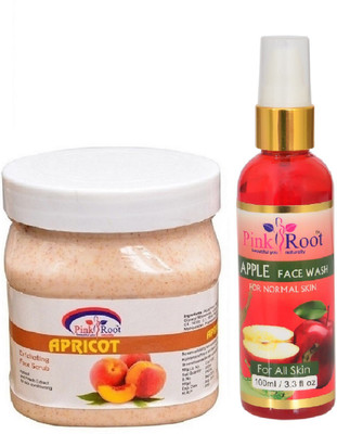 

Pink Root APRICOT SCRUB 500ML WITH APPLE FACE WASH 100ML(Set of 2)