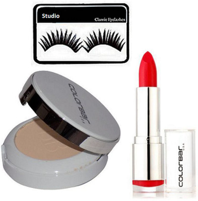 

studio Eyelashes, Colorbar Radiant White Fairness Compact & Colorbar Matte Lipstick(Set of 3)