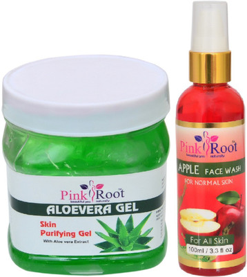 

Pink Root ALOEVERA GEL 500ML WITH APPLE FACE WASH 100ML(Set of 2)