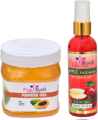 

Pink Root PAPAYA GEL 500ML WITH APPLE FACE WASH 100ML(Set of 2)