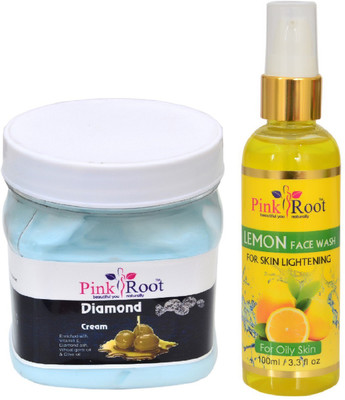 

Pink Root DIAMOND CREAM 500ML WITH LEMON FACE WASH 100ML(Set of 2)