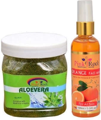 

Pink Root ALOEVERA SCRUB 500ML WITH ORANGE FACE WASH 100ML(Set of 2)