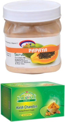 

Pink Root PAPAYA SCRUB 500ML WITH NATURENCE HALDI CHANDAN BLEACH 200G(Set of 2)