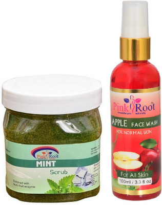 

Pink Root MINT SCRUB 500ML WITH APPLE FACE WASH 100ML(Set of 2)