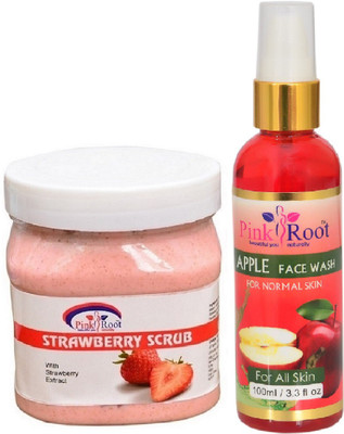 

Pink Root STRAWBERRY SCRUB 500ML WITH APPLE FACE WASH 100ML(Set of 2)