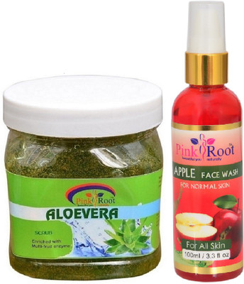 

Pink Root ALOEVERA SCRUB 500ML WITH APPLE FACE WASH 100ML(Set of 2)
