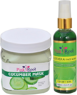 

Pink Root CUCUMBER MASK 500ML WITH ALOEVERA FACE WASH 100ML(Set of 2)