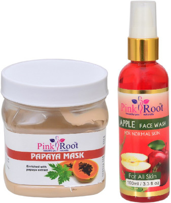 

Pink Root PAPAYA MASK 500ML WITH APPLE FACE WASH 100ML(Set of 2)