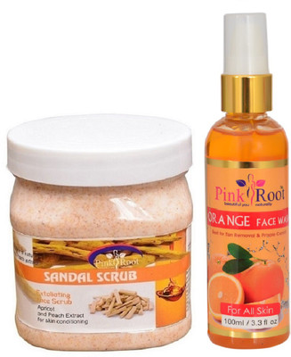 

Pink Root SANDAL SCRUB 500ML WITH ORANGE FACE WASH 100ML(Set of 2)