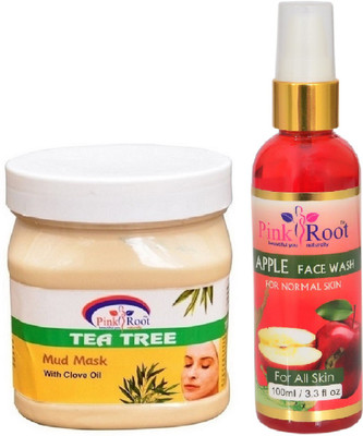 

Pink Root TEA TREE MASK 500ML WITH APPLE FACE WASH 100ML(Set of 2)