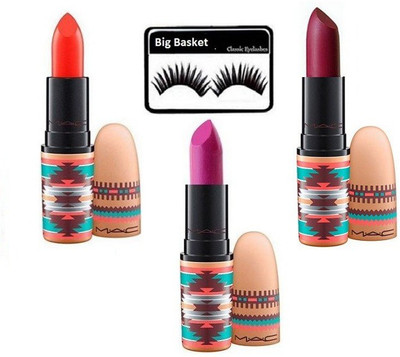 

big basket Eyelashes& Vibe tribe Matte finish Lipstick(Set of 4)