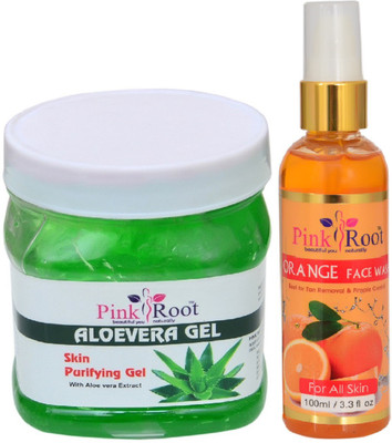 

Pink Root ALOEVERA GEL 500ML WITH ORANGE FACE WASH 100ML(Set of 2)