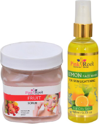 

Pink Root FRUIT SCRUB 500ML WITH LEMON FACE WASH 100ML(Set of 2)