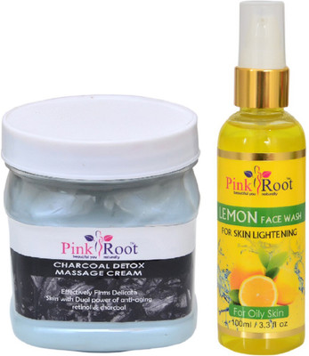 

Pink Root CHARCOAL CREAM 500ML WITH LEMON FACE WASH 100ML(Set of 2)