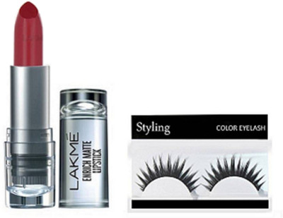 

Styling Eyelashes, Enrich Dark Red Shade Matte Finish Lipstick(Set of 2)