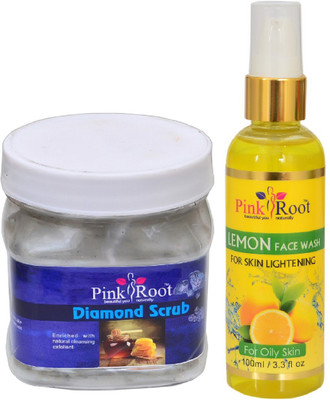 

Pink Root DIAMOND SCRUB 500ML WITH LEMON FACE WASH 100ML(Set of 2)