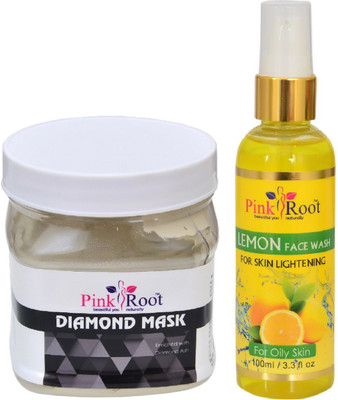 

Pink Root DIAMOND MASK 500ML WITH LEMON FACE WASH 100ML(Set of 2)