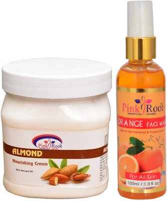 

Pink Root ALMOND CREAM 500ML WITH ORANGE FACE WASH 100ML(Set of 2)