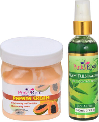 

Pink Root PAPAYA CREAM 500ML WITH NEEM FACE WASH 100ML(Set of 2)