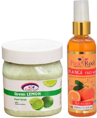 

Pink Root GREEN LEMON SCRUB 500ML WITH ORANGE FACE WASH 100ML(Set of 2)