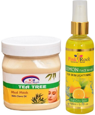 

Pink Root TEA TREE MASK 500ML WITH LEMON FACE WASH 100ML(Set of 2)