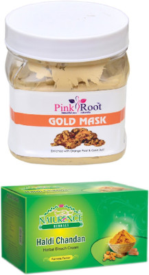 

Pink Root GOLD MASK 500ML WITH NATURENCE HALDI CHANDAN BLEACH 200G(Set of 2)