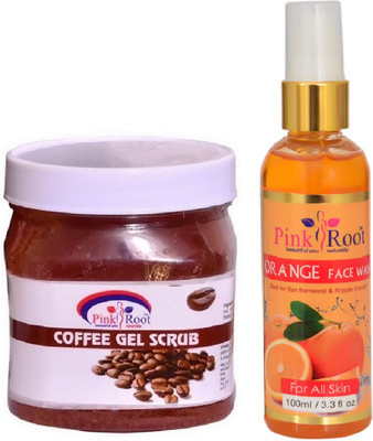 

Pink Root COFFEE SCRUB 500ML WITH ORANGE FACE WASH 100ML(Set of 2)