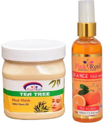 Pink Root TEA TREE MASK 500ML WITH ORANGE FACE WASH 100ML(Set of 2)