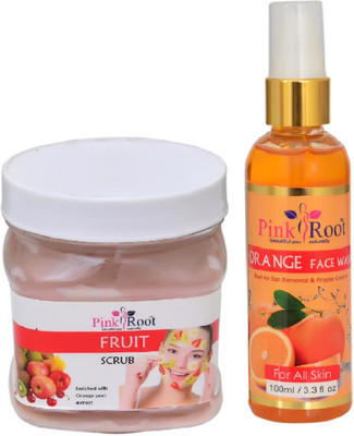 

Pink Root FRUIT SCRUB 500ML WITH ORANGE FACE WASH 100ML(Set of 2)