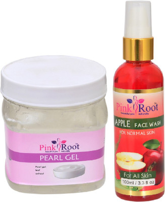 Pink Root PEARL GEL 500ML WITH APPLE FACE WASH 100ML(Set of 2)