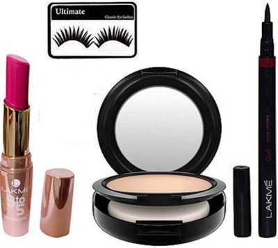 

Studio Of Eyelashes With 9to5 matte finish Lipstick With Pen Eyeliner & S. Fix Compact(Set of 4)
