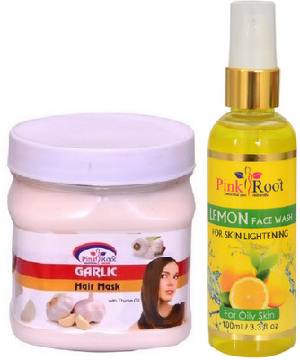 

Pink Root GARLIC MASK 500ML WITH LEMON FACE WASH 100ML(Set of 2)