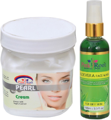 

Pink Root PEARL CREAM 500ML WITH ALOEVERA FACE WASH 100ML(Set of 2)