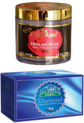 

Pink Root ENGLISH ROSE SCRUB 100G WITH NATURENCE DIAMOND BLEACH 200G(Set of 2)
