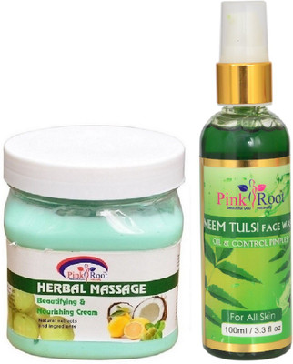 

Pink Root HERBAL MASSAGE CREAM 500ML WITH NEEM FACE WASH 100ML(Set of 2)