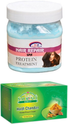 

Pink Root HAIR SPA CREAM 500ML WITH NATURENCE HALDI CHANDAN BLEACH 200G(Set of 2)