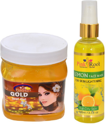 

Pink Root GOLD GEL 500ML WITH LEMON FACE WASH 100ML(Set of 2)