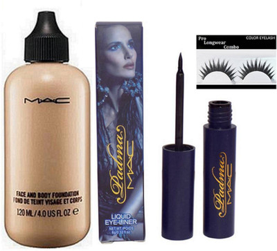 

Pro longwear combo Eyelashes, Mac Face & Body Foundation, Padma Liquid Eyeliner(Set of 3)